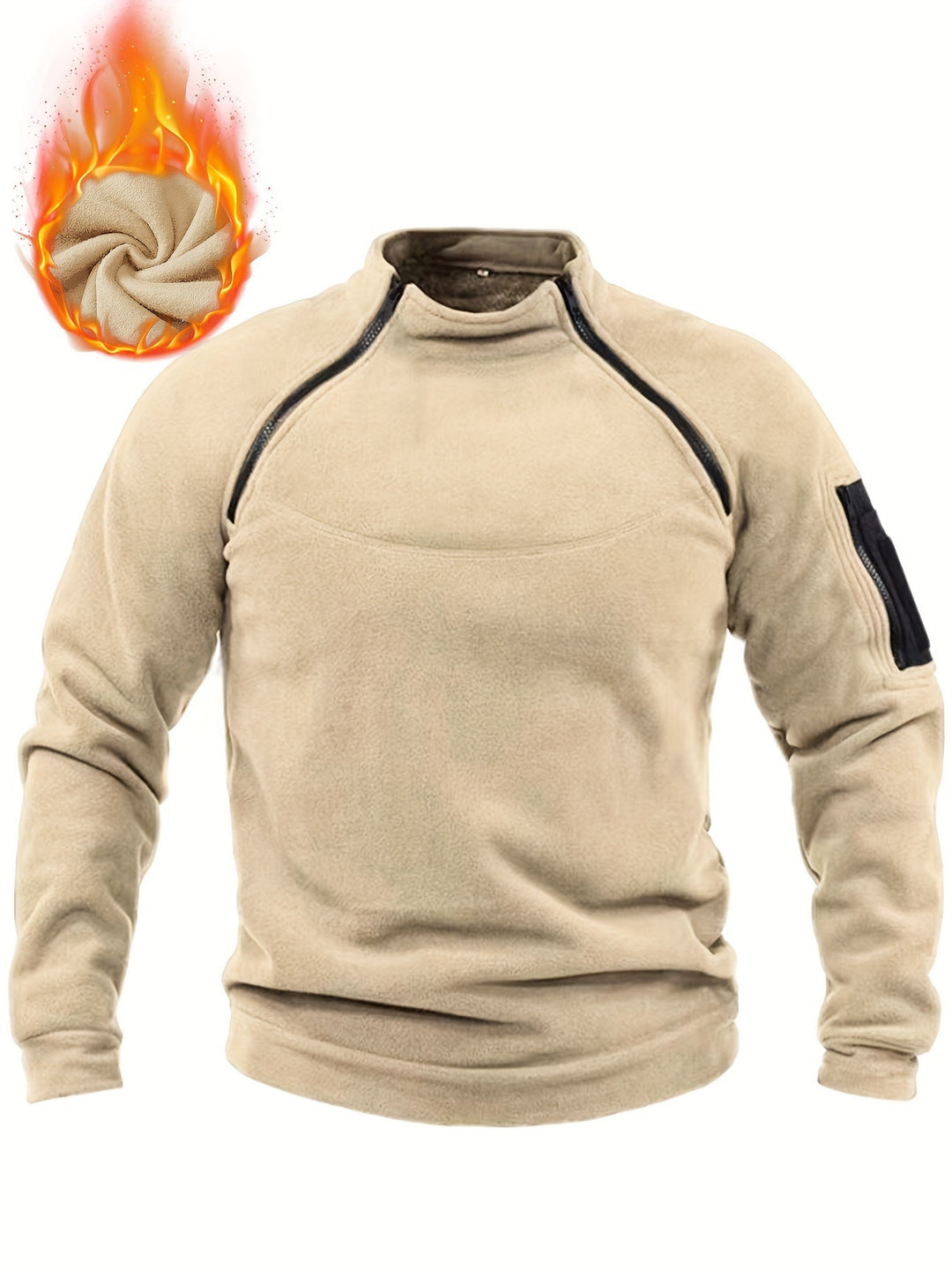 Herren Thermischer Fleece‑Halbzippullover mit Utility‑Ärmeltasche & Schulterreißverschlüssen Nord Taschen