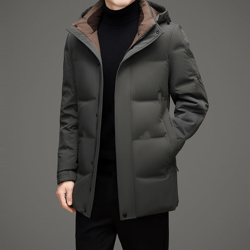 Herren Wattierte Kapuzen-Steppjacke mit verlängertem Schnitt und winddichter Membran Nord Taschen