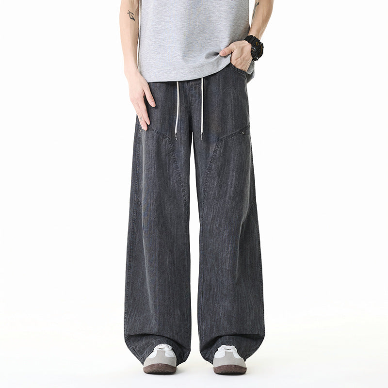Damen Weite Leinenoptik-Hose mit elastischem Bund und aufgesetzten Taschen Nord Taschen