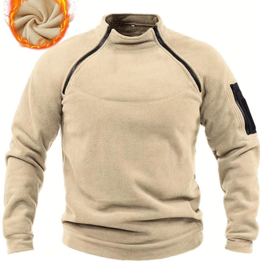 Herren Thermischer Fleece‑Halbzippullover mit Utility‑Ärmeltasche & Schulterreißverschlüssen Nord Taschen