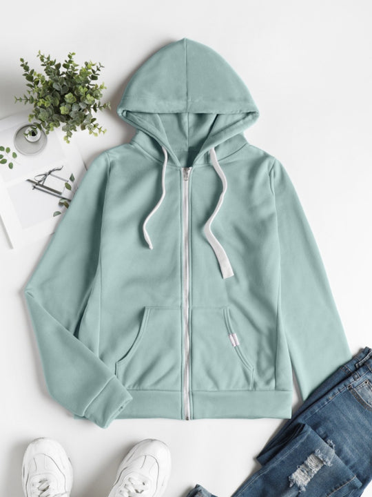Damen Kapuzenjacke mit Reißverschluss taillierter Sweatshirt-Hoodie aus Baumwollmischung Nord Taschen