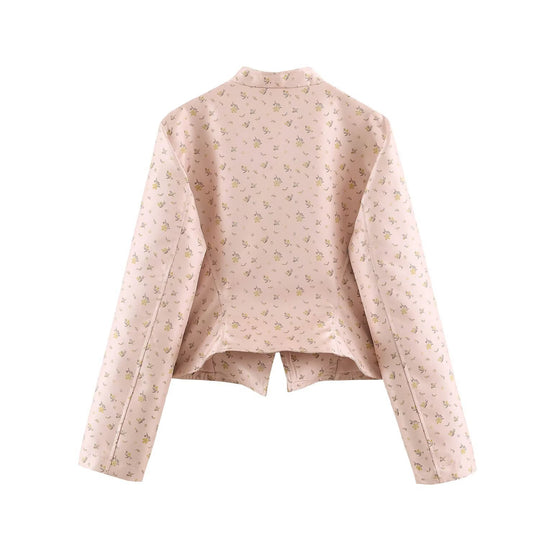 Damen Kurzblouson im romantischen Militärstil mit Blumenjacquard und dekorativen Kordelschließen Nord Taschen