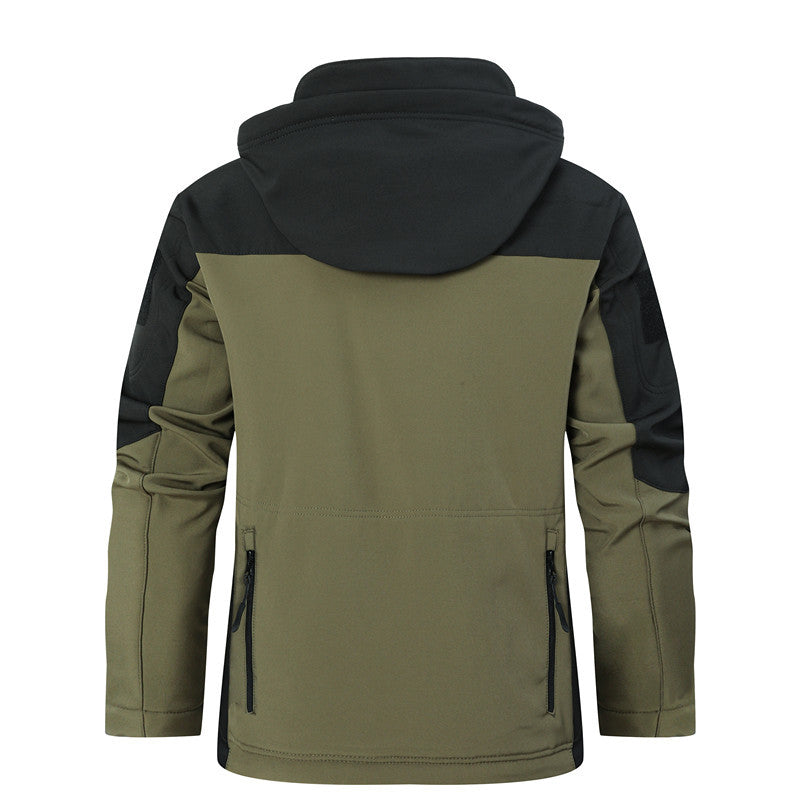 Herren Softshell-Taktikjacke mit Kapuze, verstärkten Ärmeln und Mehrfach-Reißverschlusstaschen Nord Taschen