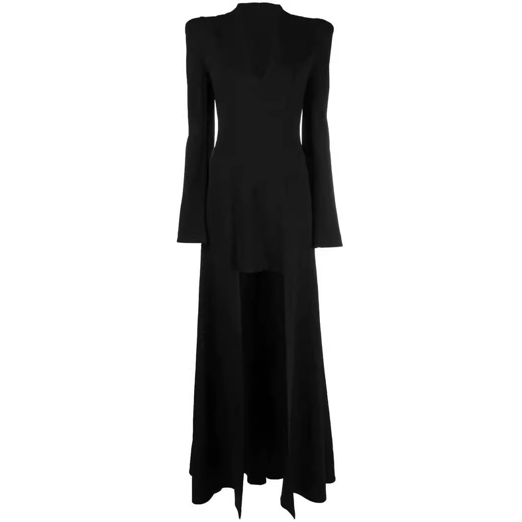 Damen Maxikleid im Blazerstil mit markanten Schulterpolstern, taillierter Silhouette und hohem Beinschlitz Nord Taschen
