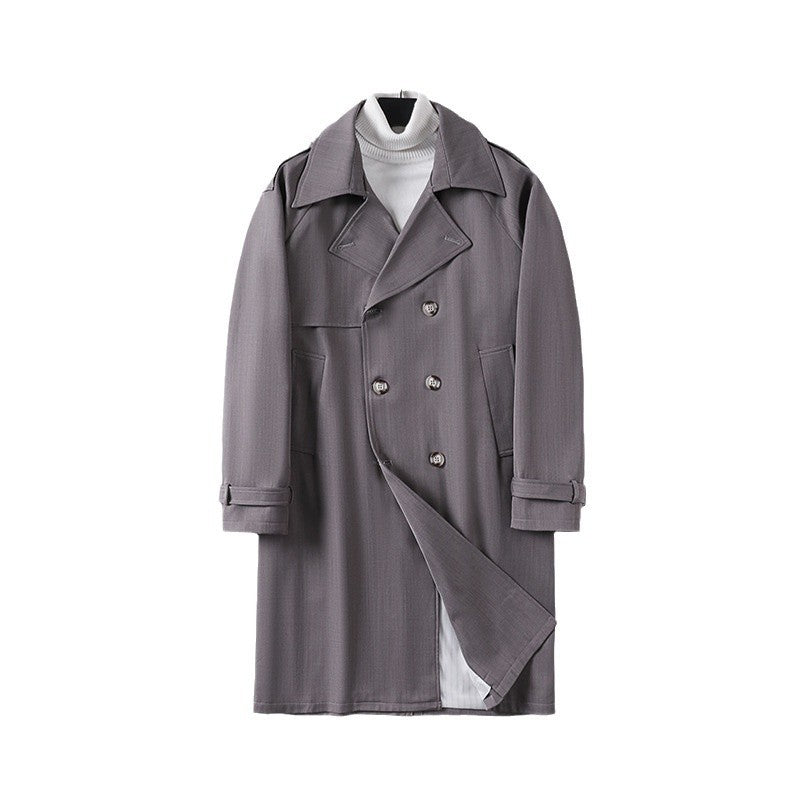 Herren Midilanger Oversize-Trenchcoat mit doppelter Knopfreihe und Schulterklappen Nord Taschen