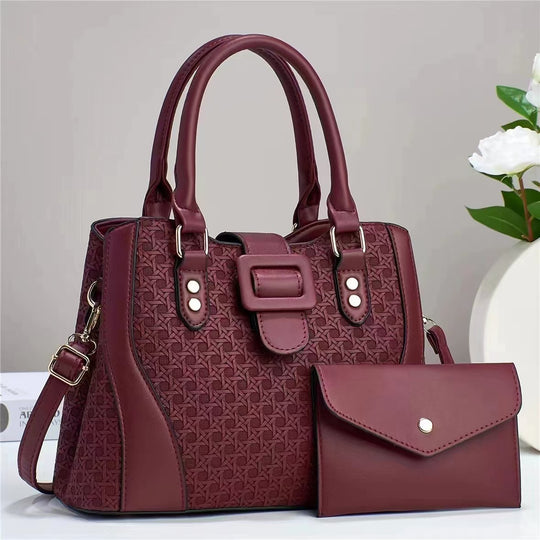 Damen modische Handtasche mit anspruchsvollem Reliefdesign und abnehmbarer Clutch Nord Taschen