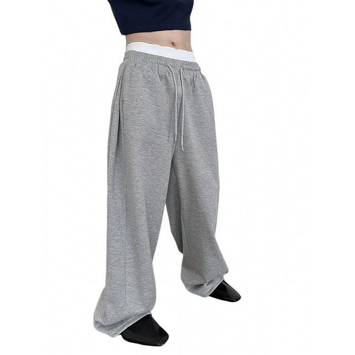 Damen weite Oversize Jogginghose mit tiefem Schritt, elastischem Bund und Kordelzug Nord Taschen