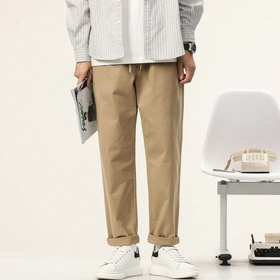 Herren Leichte Baumwoll-Mix-Hose mit elastischem Kordelbund und geradem Bein Nord Taschen