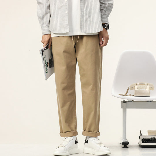 Herren Leichte Baumwoll-Mix-Hose mit elastischem Kordelbund und geradem Bein Nord Taschen