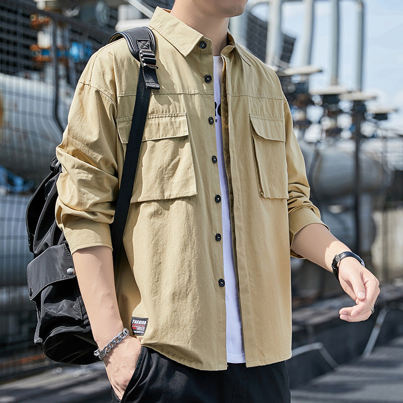 Herren Overshirt im Utility-Canvas-Look mit Brustpattentaschen und geradem Schnitt Nord Taschen
