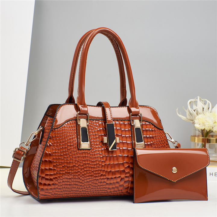 Damen Handtasche mit elegantem Kroko-Look und abnehmbarer Clutch Nord Taschen