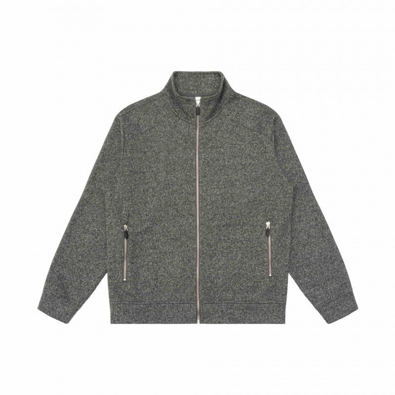 Unisex Melierte Fleece-Zipjacke mit Stehkragen und Reißverschlusstaschen Nord Taschen