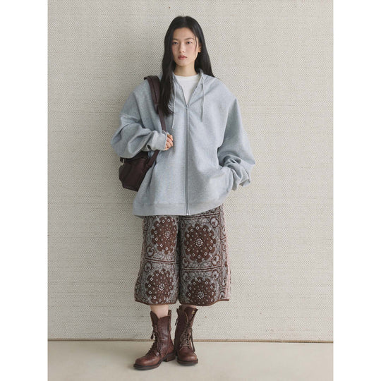 Damen Oversize Zip‑Hoodie aus schwerem Baumwoll-Fleece mit verdecktem Reißverschluss Nord Taschen
