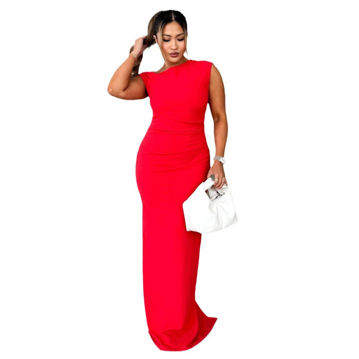 Damen Elegantes körperbetontes Maxikleid mit schickem Stehkragen und seitlichem Schlitz