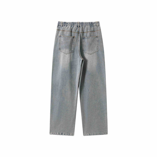 Damen Jeanshose mit weitem Bein, hoher Taille und vorderlichem Mittelschlitz Nord Taschen