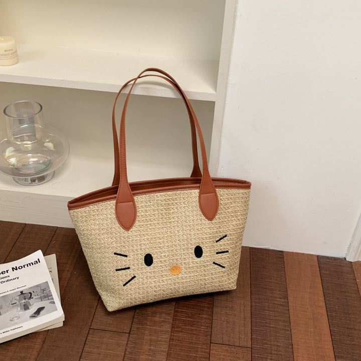 Damen stilvolle Basttasche mit süßem Tiermotiv Nord Taschen