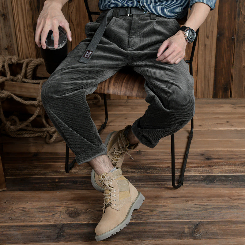 Herren Cordhose im Relaxed-Fit mit konischer Passform und Canvas-Gürtel Nord Taschen