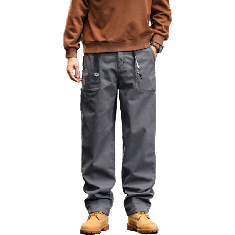 Herren Lockere Canvas-Cargohose mit Tunnelzugbund und aufgesetzten Fronttaschen Nord Taschen