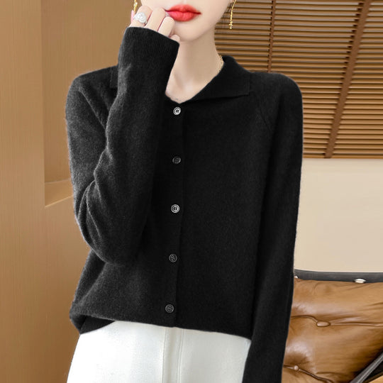 Damen Kuscheliger Reverskragen-Cardigan im Kaschmir-Look mit Mohair-Effekt Nord Taschen