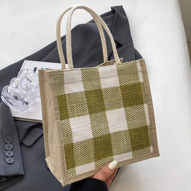 Damen Jute-Tasche im modernen Karomuster Nord Taschen
