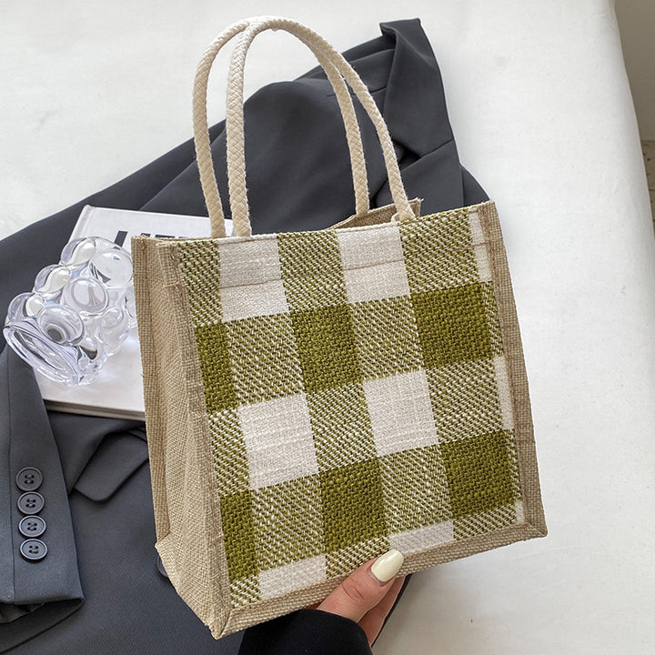 Damen Jute-Tasche im modernen Karomuster Nord Taschen