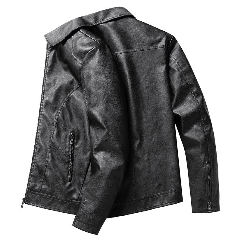 Herren schlanker Kunstleder-Fliegerblouson mit Hemdkragen und ergonomischen Nahtdetails Nord Taschen