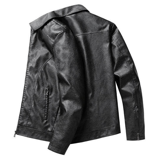Herren schlanker Kunstleder-Fliegerblouson mit Hemdkragen und ergonomischen Nahtdetails Nord Taschen