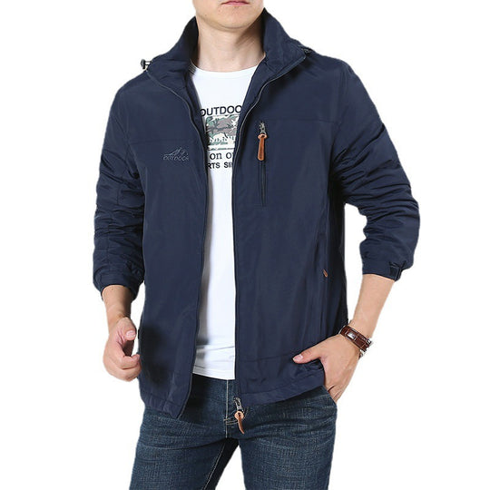 Herren Atmungsaktive Minimalistische Softshell‑Fieldjacke mit Stehkragen und Brustzip Nord Taschen