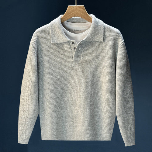 Herren Feinstrick-Polopullover mit halber Knopfleiste und legerer Oversize-Passform Nord Taschen