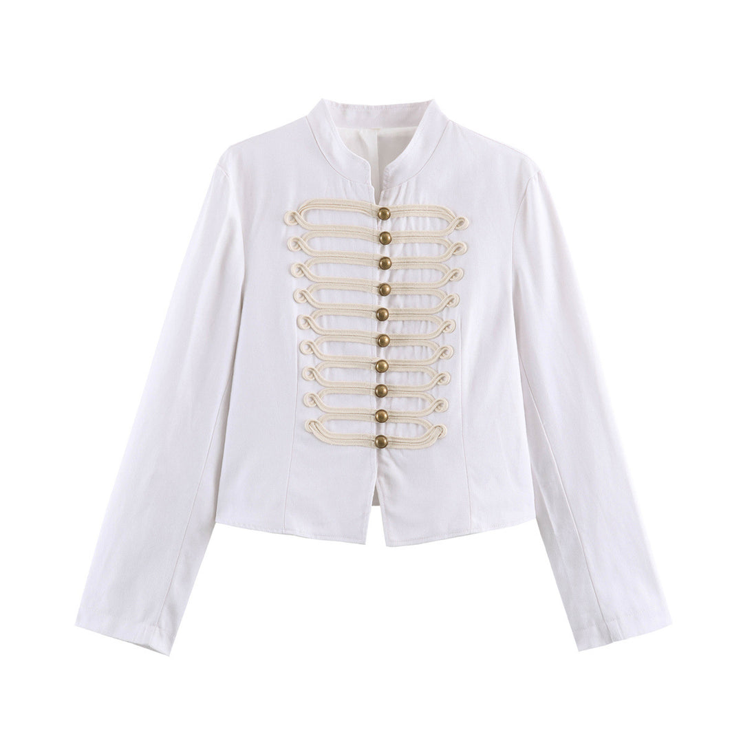 Damen Kurze Husarenjacke mit dekorischen Schlaufen und Stehkragen Nord Taschen