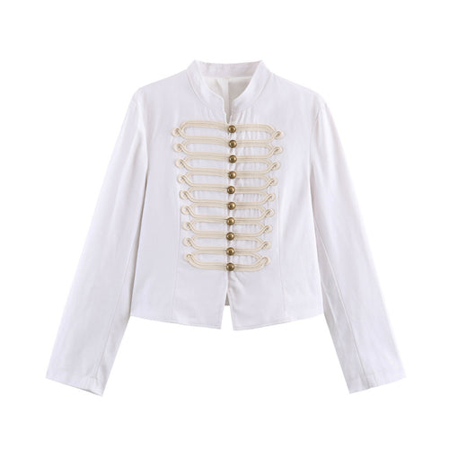 Damen Kurze Husarenjacke mit dekorischen Schlaufen und Stehkragen Nord Taschen