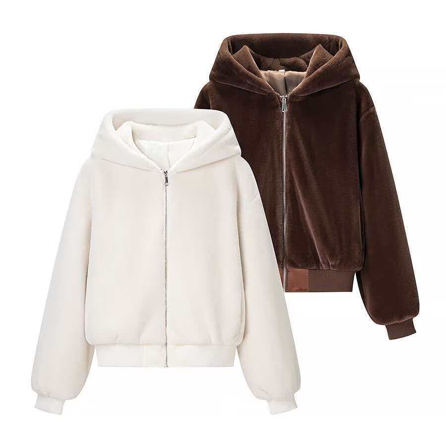 Damen Wende-Kapuzenblouson mit Plüsch- und Fleece-Seite Nord Taschen