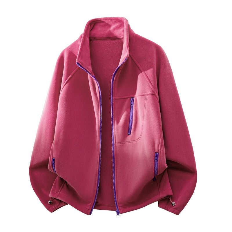 Unisex Leichte Fleecejacke mit Stehkragen, Raglanärmeln und multiplen Reißverschlusstaschen Nord Taschen
