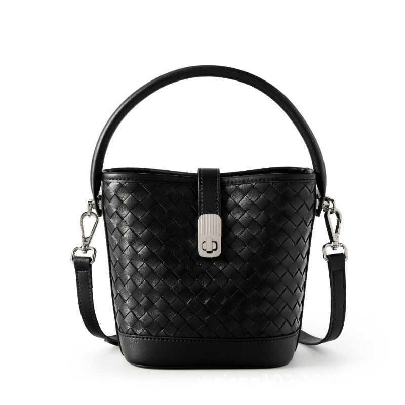 Damen Handtasche mit geflochtener Lederstruktur und abnehmbarem Schulterriemen Nord Taschen
