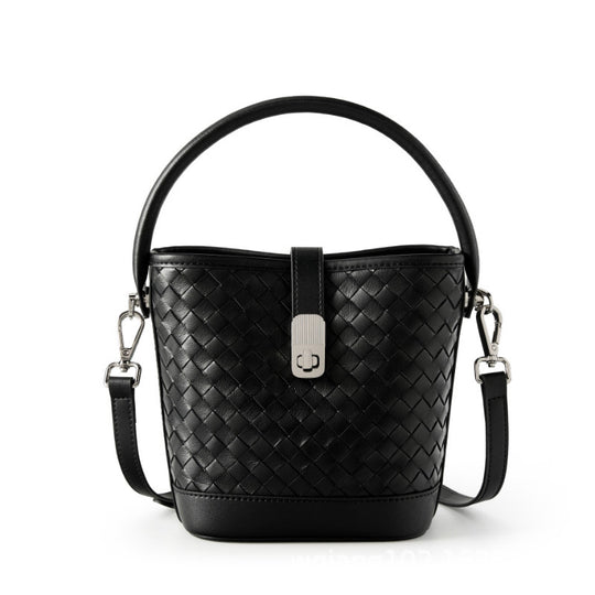 Damen Handtasche mit geflochtener Lederstruktur und abnehmbarem Schulterriemen Nord Taschen