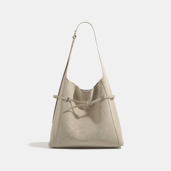Damen Hobo-Tasche aus hochwertigem, geschmeidigem Kunstleder mit dekorativer Zugbandverzierung Nord Taschen