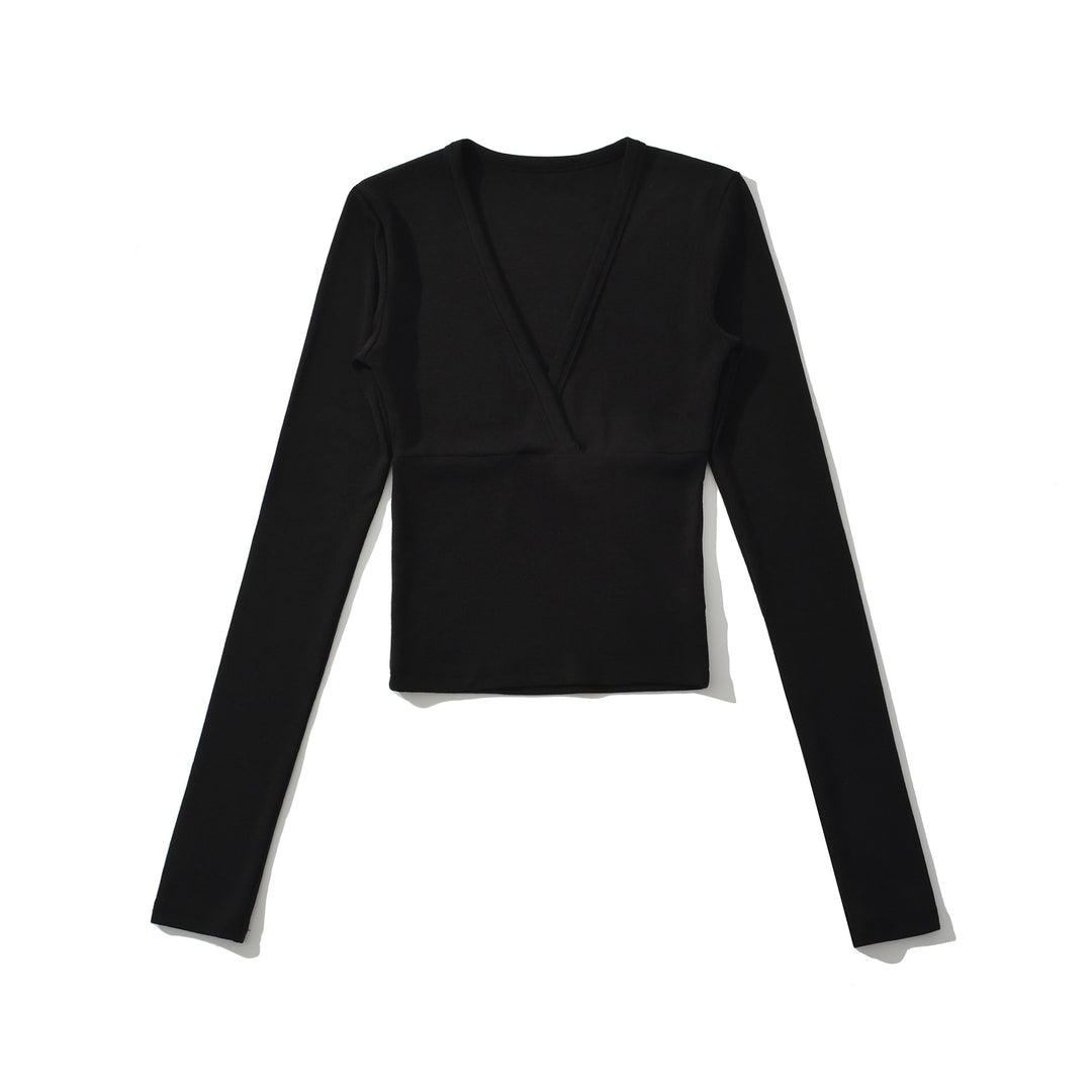 Damen Wickelshirt mit V-Ausschnitt und taillierter Teilungsnaht Nord Taschen