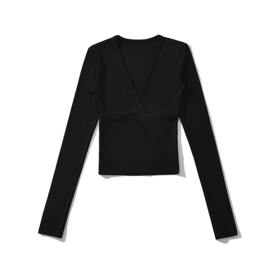 Damen Wickelshirt mit V-Ausschnitt und taillierter Teilungsnaht Nord Taschen