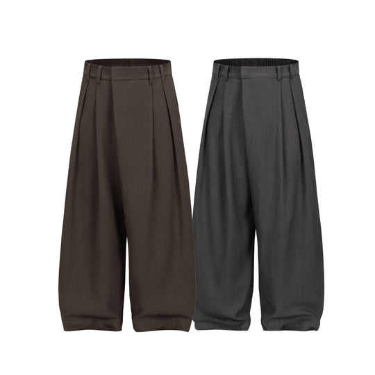 Damen Weite Plissee-Hose mit hoher Taille und elastischem Rückbund Nord Taschen