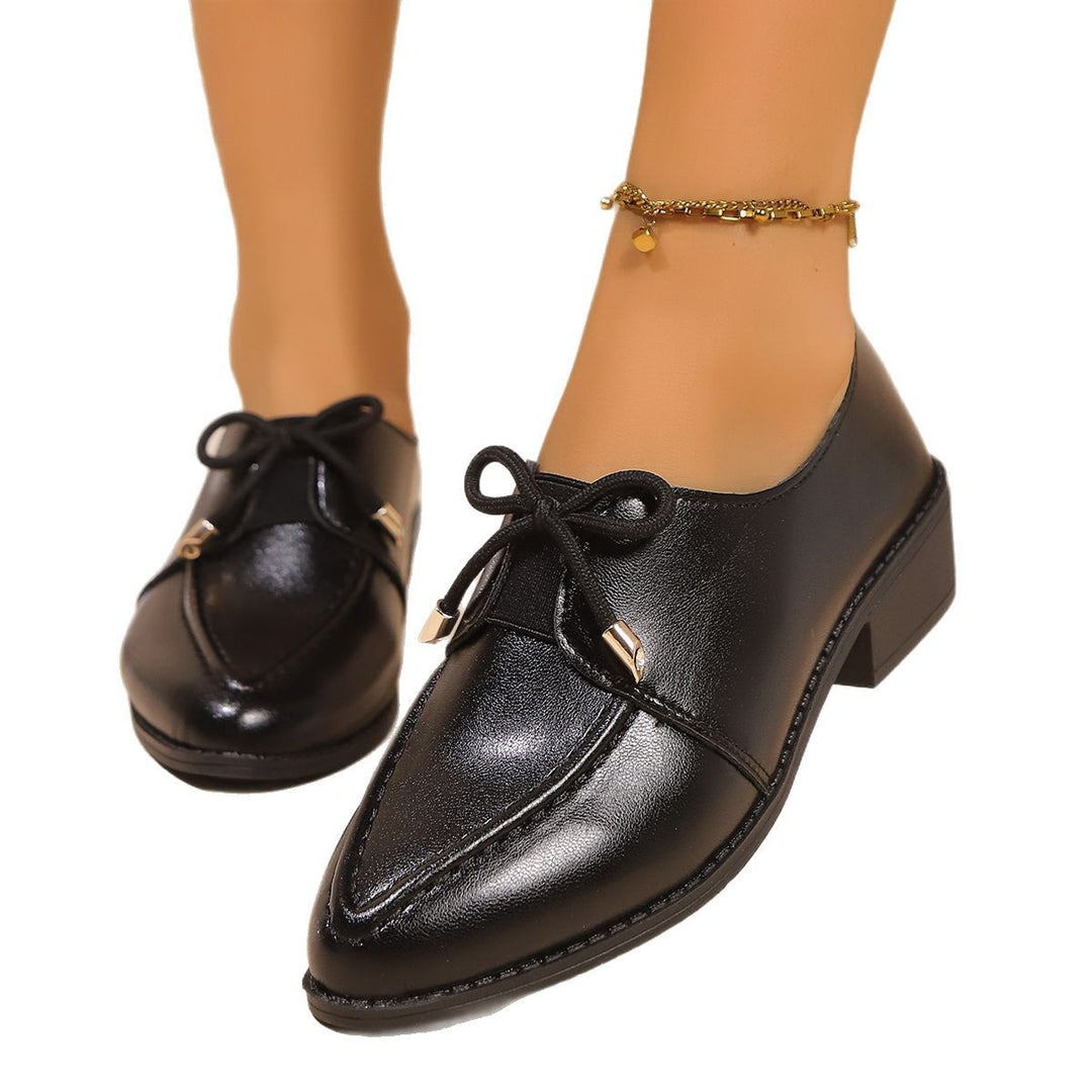 Damen Spitz zulaufende Loafer mit dekorativer Satin-Schleife und flachem Blockabsatz Nord Taschen