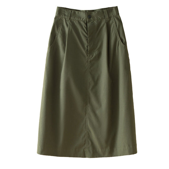 Damen Taillenhoher Midirock mit Eingrifftaschen, mittiger Naht und A‑Linie Nord Taschen