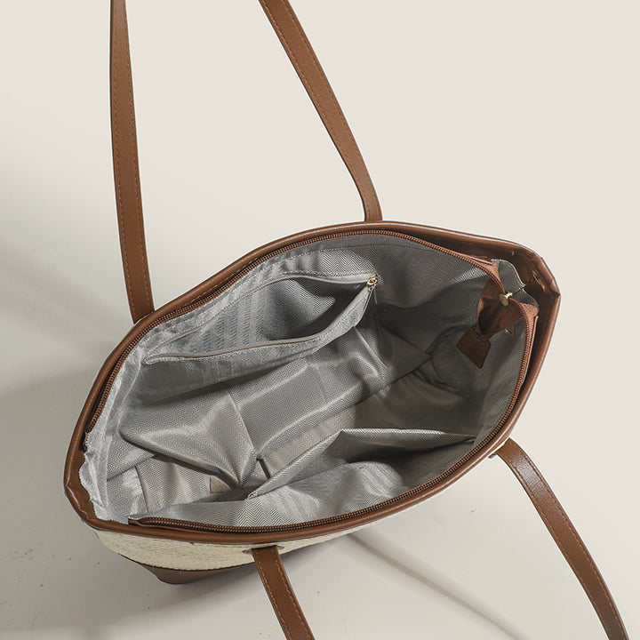 Damen Strandtasche mit hochwertigen Kunstlederelementen und robustem geflochtenem Design Nord Taschen