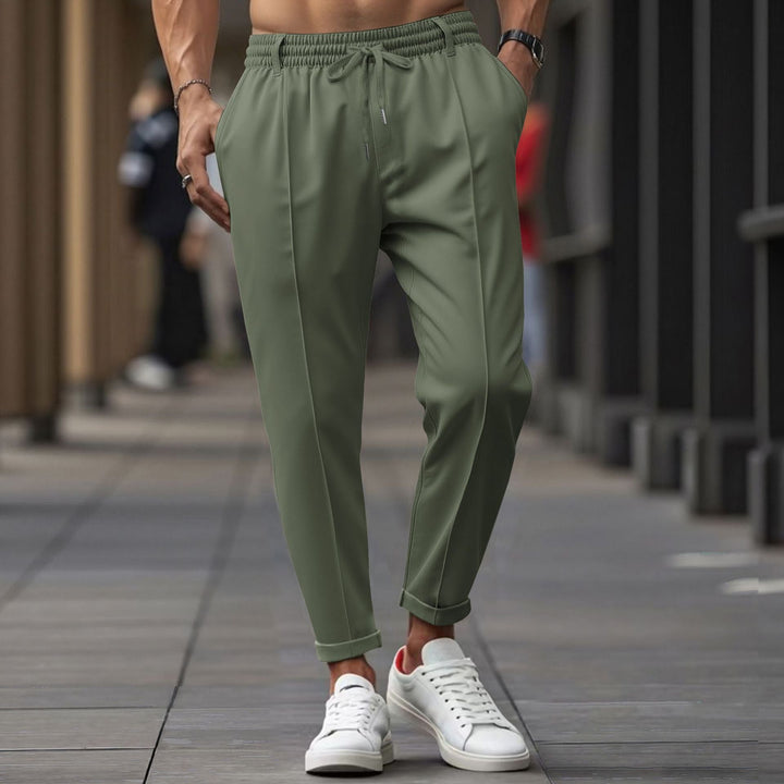 Herren Gerade Passform Elastischer Bund mit Kordelzug Weicher Baumwollmix
