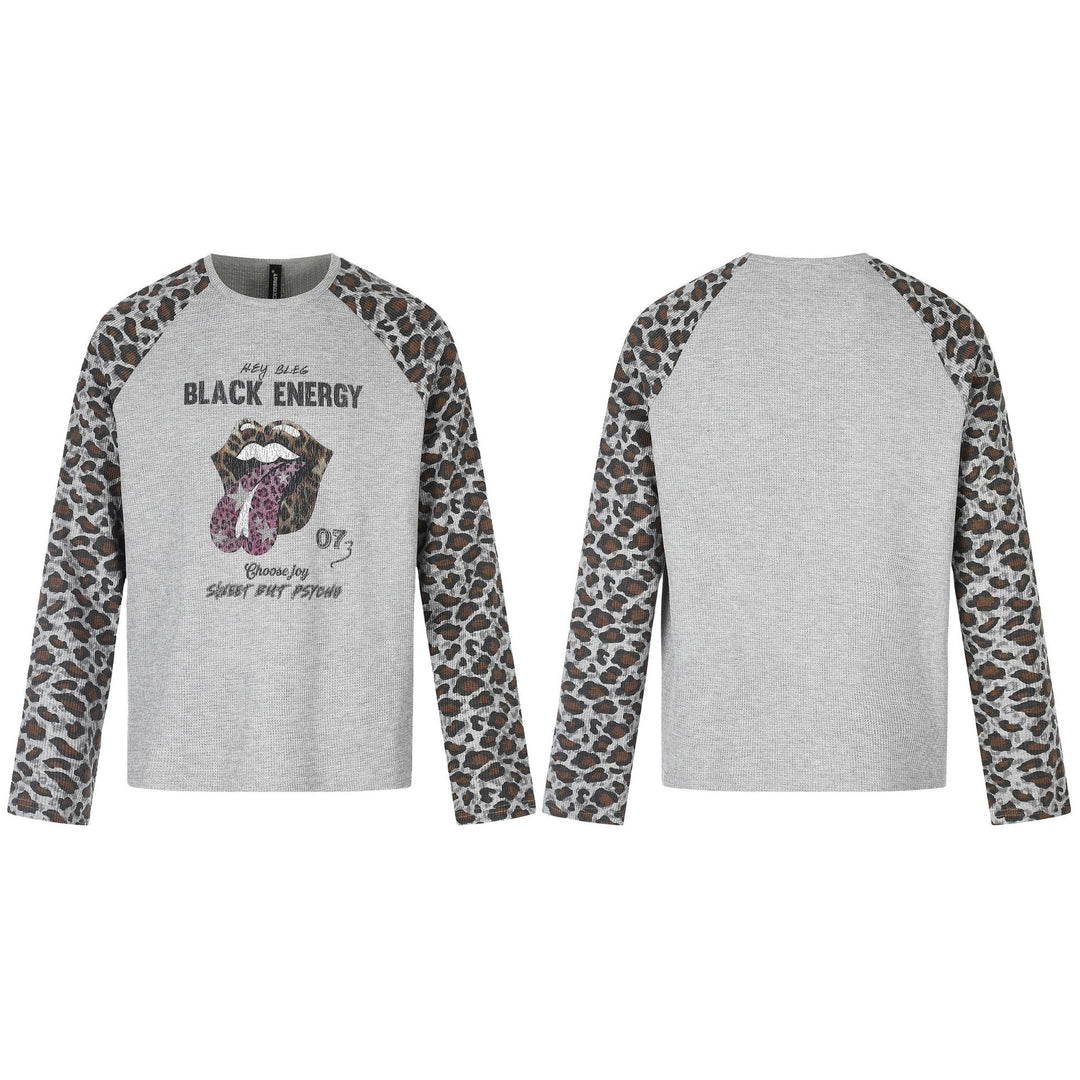 Damen Lässiges Langarmshirt mit Raglanärmeln, Leoparden-Ärmeln und Statement-Print Nord Taschen