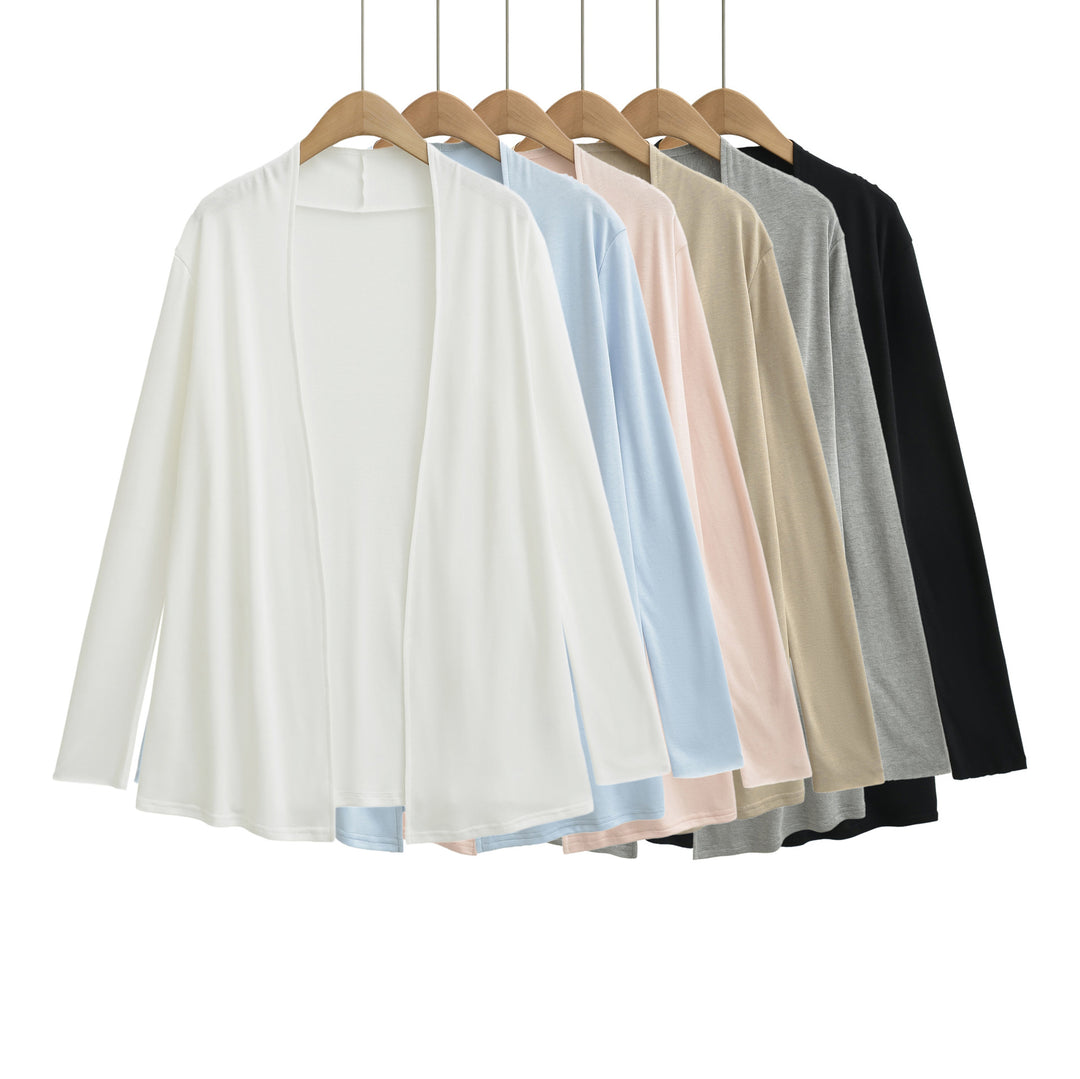 Damen Offener fließender Jersey-Cardigan mit Wasserfallkante Nord Taschen