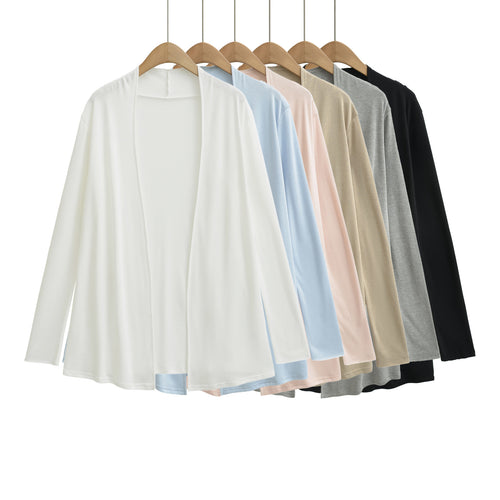 Damen Offener fließender Jersey-Cardigan mit Wasserfallkante Nord Taschen