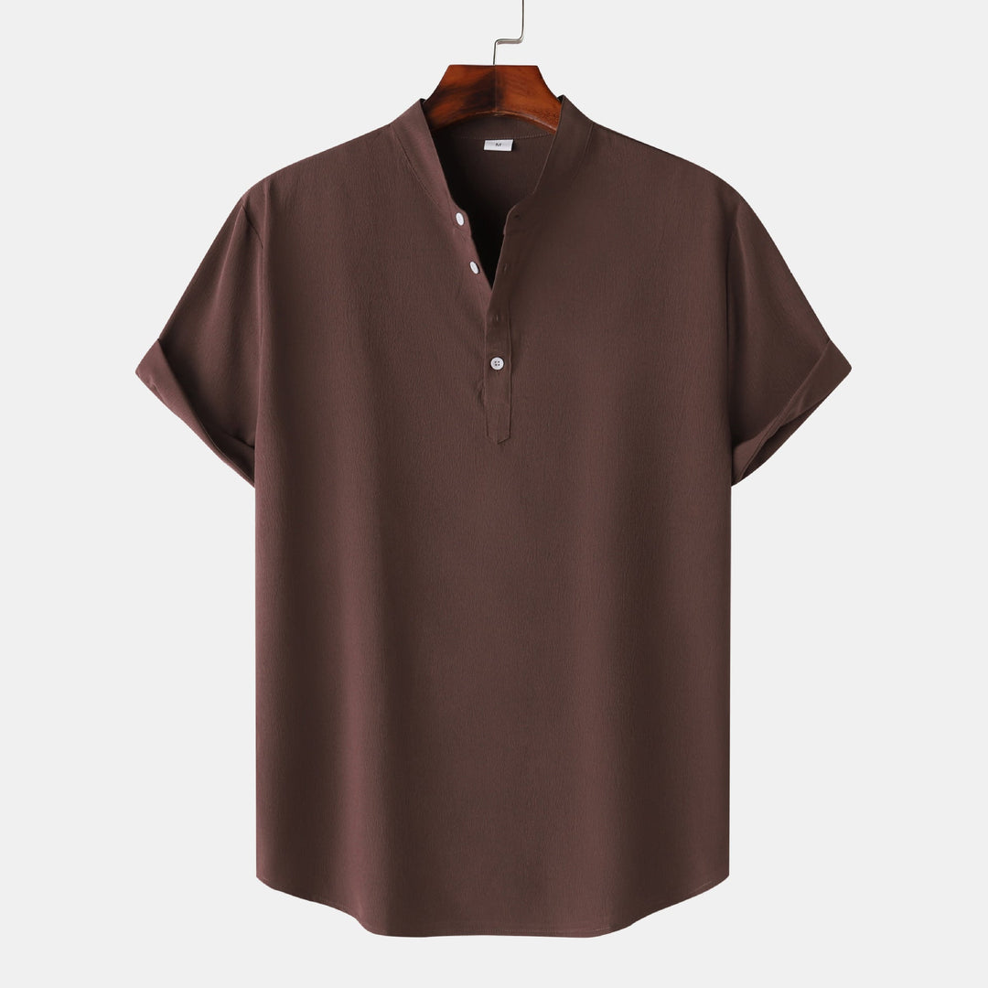 Herren Kurzarmhemd mit modernem Henley-Design und funktionalen Knöpfen Nord Taschen