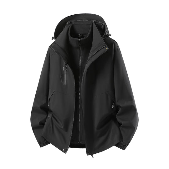 Damen wasserabweisende dreiteilige Outdoorjacke mit herausnehmbarer Fleece-Innenjacke, verstellbarer Kapuze und Reißverschlusstaschen Nord Taschen