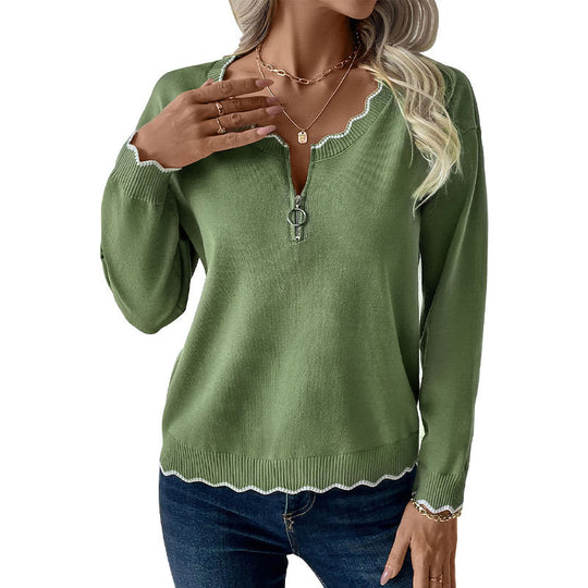 Damen Bequemer Strickpullover mit Reißverschluss Nord Taschen
