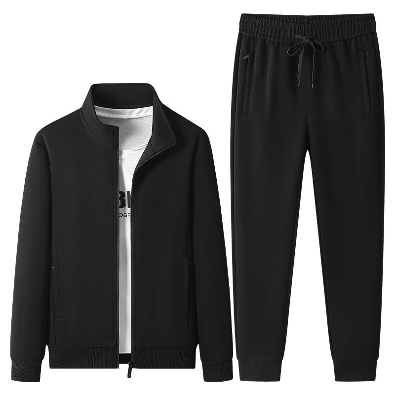 Herren Jogginganzug-Set aus Baumwollmix mit Stehkragen Reißverschlussjacke und Kordelbundhose Nord Taschen